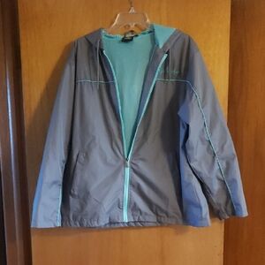 Stylish Women's Jacket in Gray with Aqua Accents